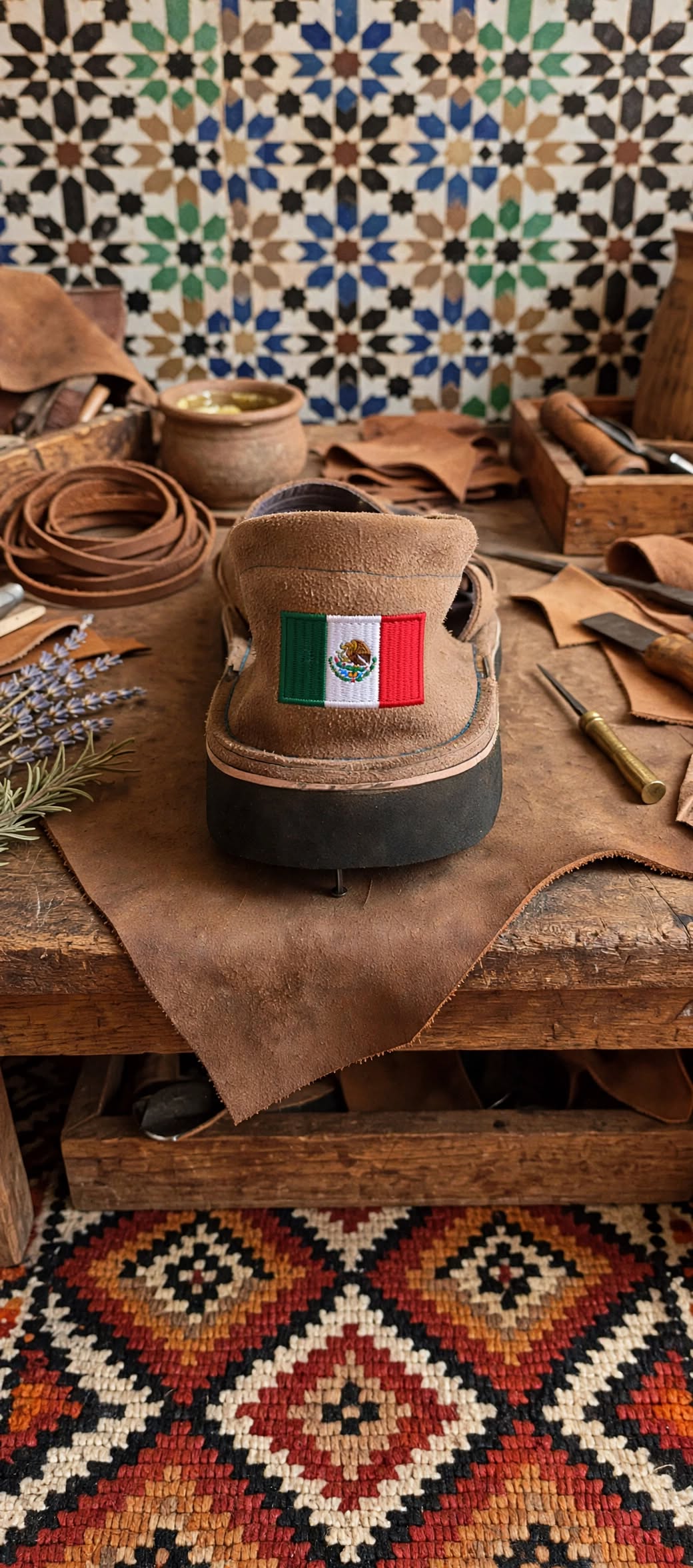 Custom Country Flag Leather Sandals - Handmade in Morocco