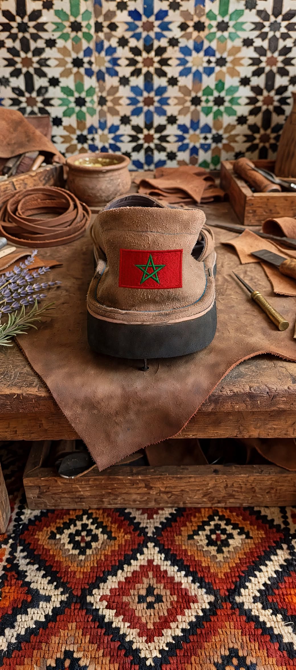 Custom Country Flag Leather Sandals - Handmade in Morocco