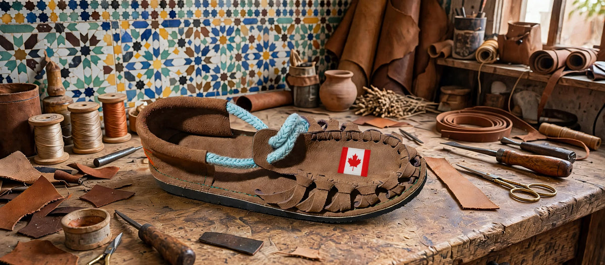 Custom Country Flag Leather Sandals - Handmade in Morocco
